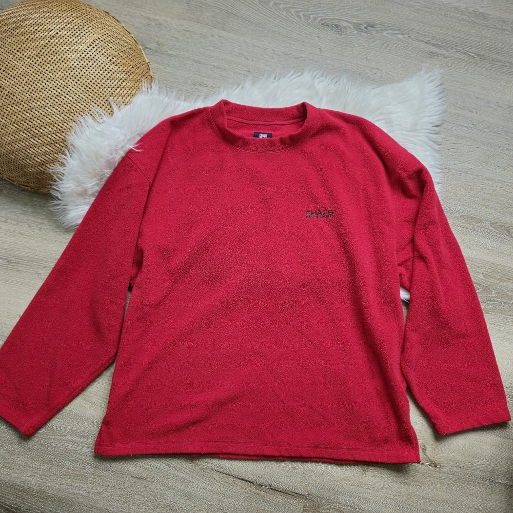 Ralph Lauren Chaps Vibrant Red Fleece Sweater
